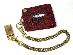 Anvil 5G Bifold Leather Chain Wallet - Metallic Red Stingray