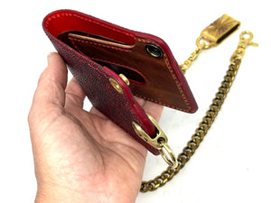 Anvil 5G Bifold Leather Chain Wallet - Metallic Red Stingray