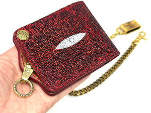 Anvil 5G Bifold Leather Chain Wallet - Metallic Red Stingray