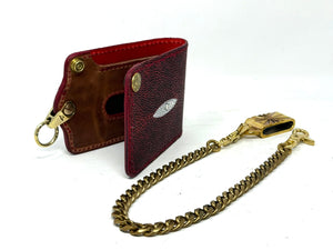 Anvil 5G Bifold Leather Chain Wallet - Metallic Red Stingray