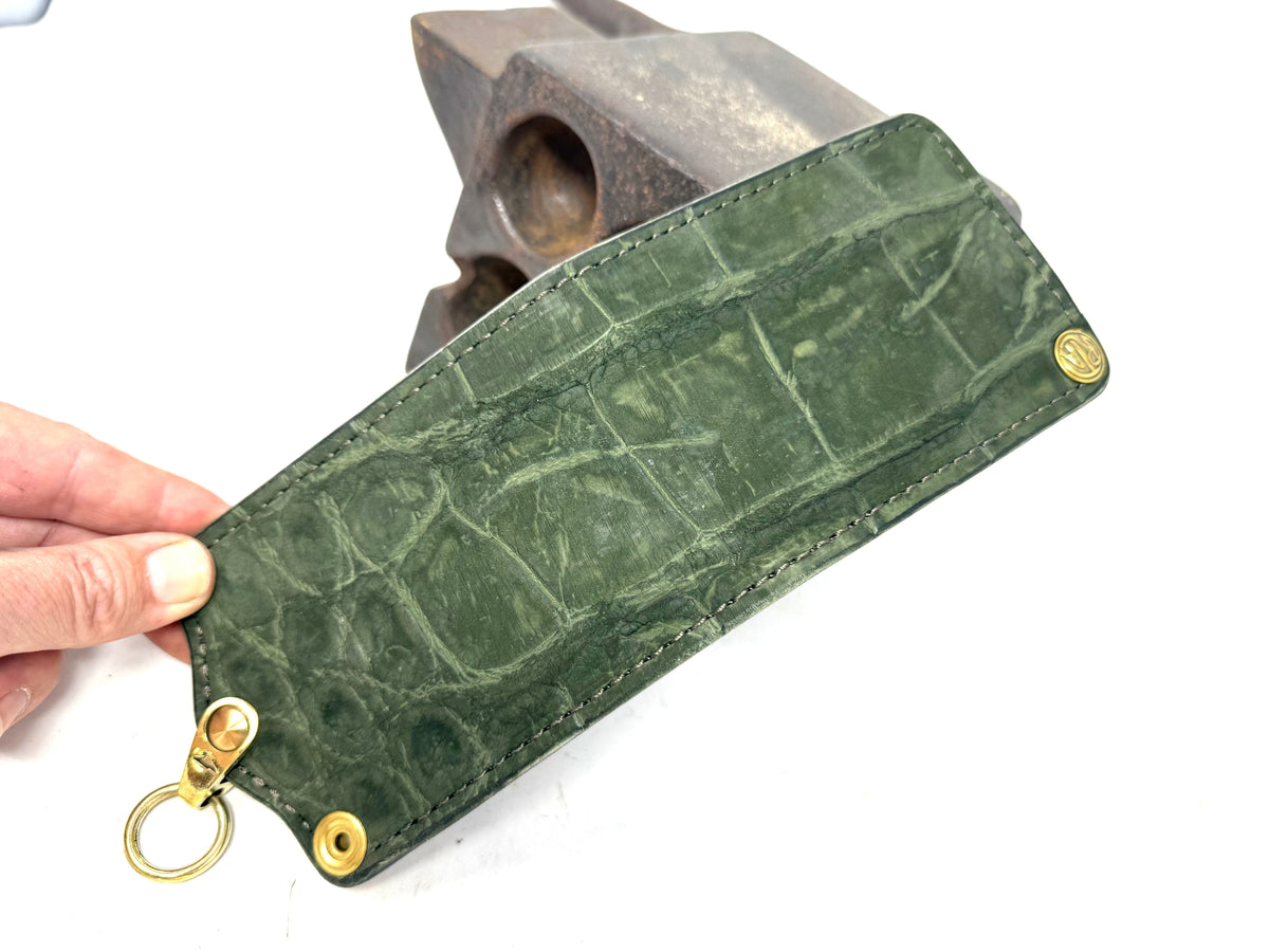 Anvil 5G Bifold Leather Chain Wallet - Nubuck Forrest Green American Alligator