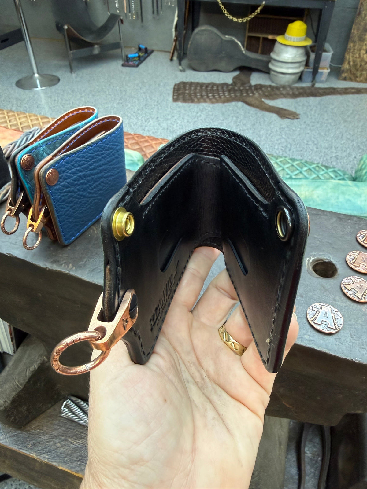 Anvil 5G Bifold Leather Chain Wallet - Nubuck Green American Alligator