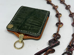 Anvil 5G Bifold Leather Chain Wallet - Nubuck Green American Alligator