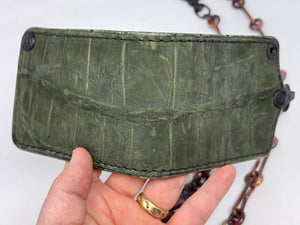 Anvil 5G Bifold Leather Chain Wallet - Nubuck Green American Alligator