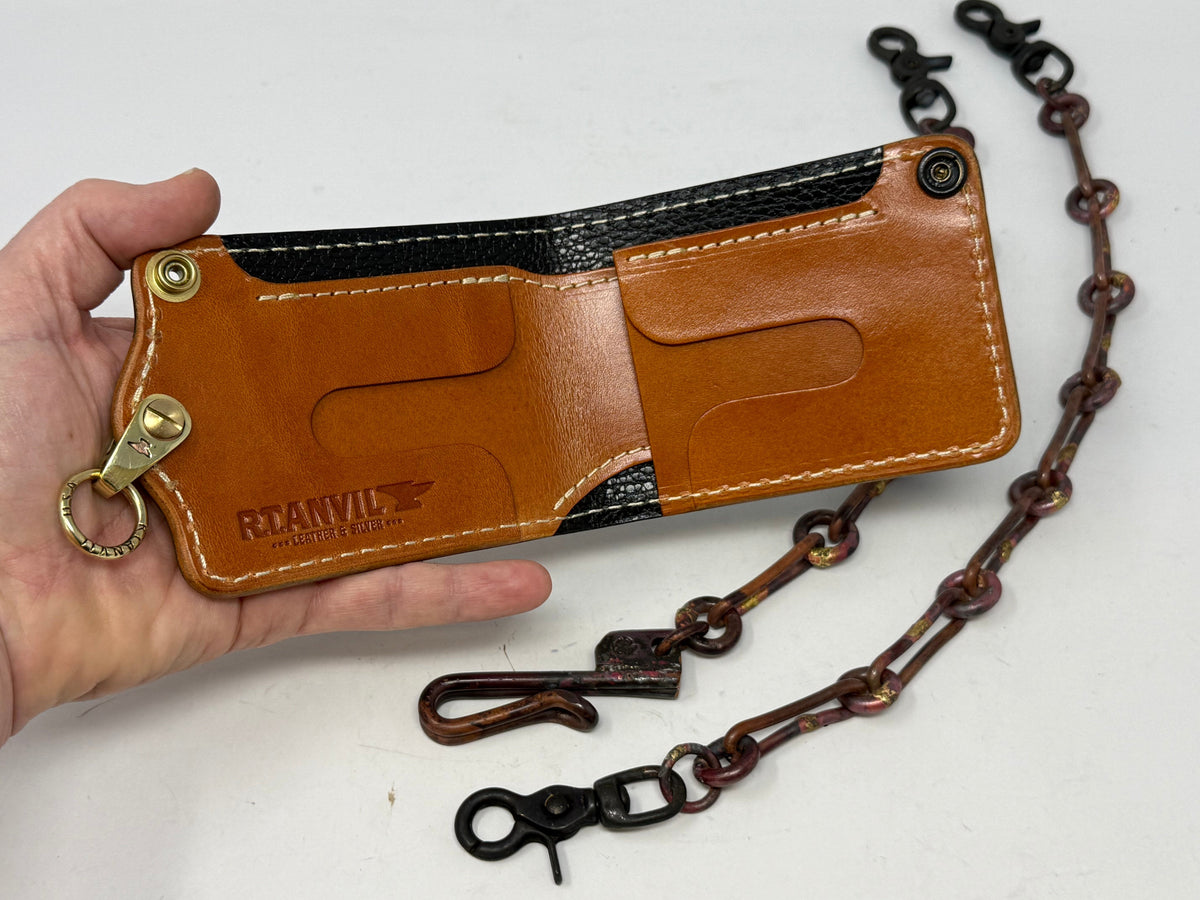 Anvil 5G Bifold Leather Chain Wallet - Nubuck Green American Alligator