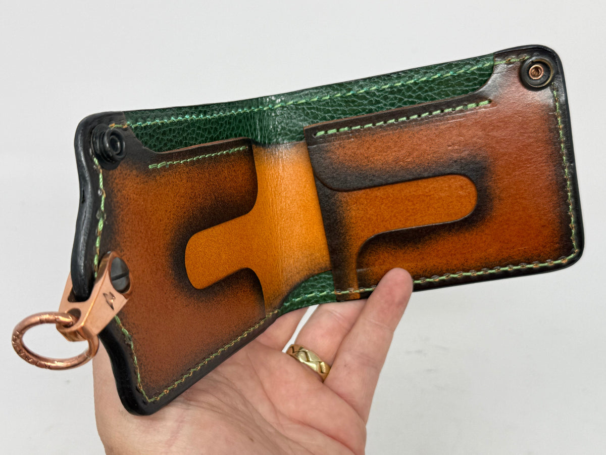 Anvil 5G Bifold Leather Chain Wallet - Oxblood Giant Gator