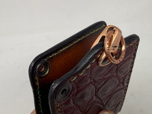 Anvil 5G Bifold Leather Chain Wallet - Oxblood Giant Gator