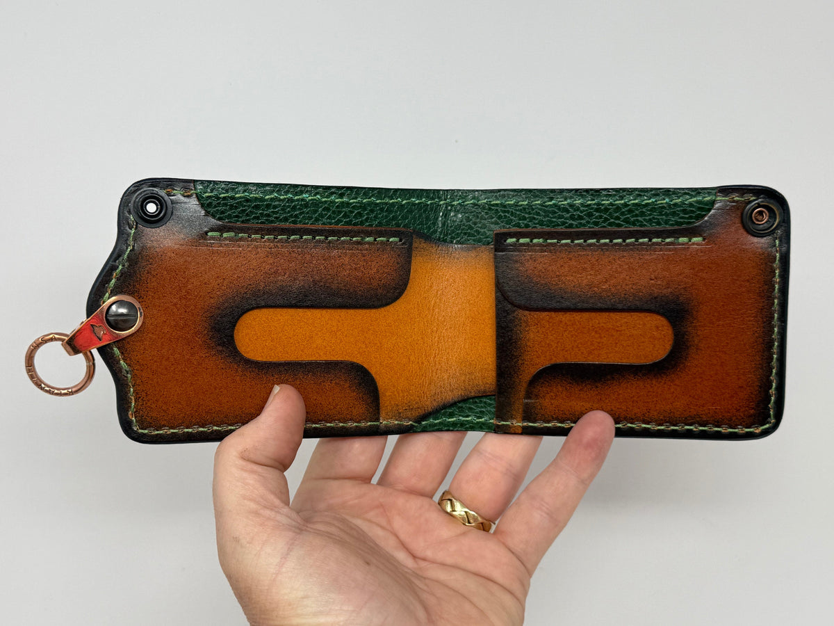Anvil 5G Bifold Leather Chain Wallet - Oxblood Giant Gator