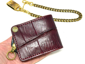 Anvil 5G Bifold Leather Chain Wallet - Oxblood Giant Gator w/inlay
