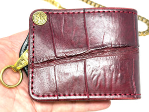 Anvil 5G Bifold Leather Chain Wallet - Oxblood Giant Gator w/inlay