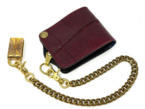 Anvil 5G Bifold Leather Chain Wallet - Oxblood Giant Gator w/inlay
