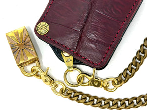 Anvil 5G Bifold Leather Chain Wallet - Oxblood Giant Gator w/inlay
