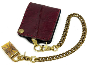 Anvil 5G Bifold Leather Chain Wallet - Oxblood Giant Gator w/inlay