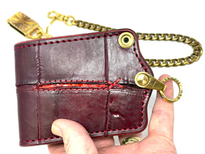 Anvil 5G Bifold Leather Chain Wallet - Oxblood Giant Gator w/inlay