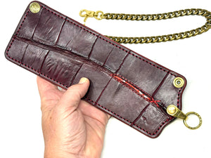 Anvil 5G Bifold Leather Chain Wallet - Oxblood Giant Gator w/inlay