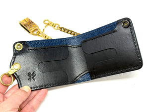 Anvil 5G Bifold Leather Chain Wallet - Oxblood Giant Gator w/inlay