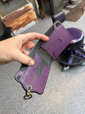 Anvil 5G Bifold Leather Chain Wallet - Purple Hermann Oak - Anvil Customs