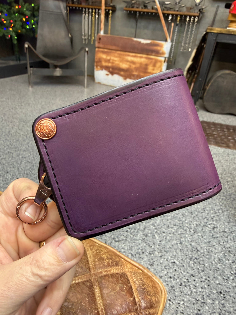 Anvil 5G Bifold Leather Chain Wallet - Purple Hermann Oak - Anvil