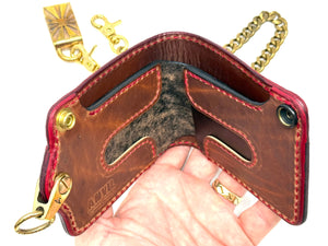 Anvil 5G Bifold Leather Chain Wallet - Red/Black American Alligator