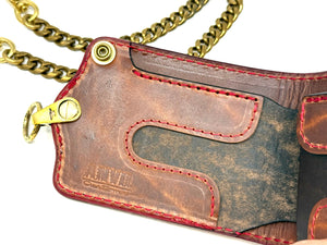 Anvil 5G Bifold Leather Chain Wallet - Red/Black American Alligator