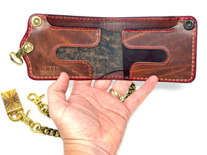 Anvil 5G Bifold Leather Chain Wallet - Red/Black American Alligator