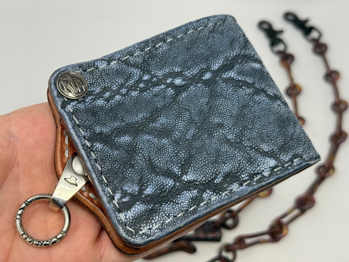 ANVIL 5G Bifold Leather Chain Wallet - Safari Blue Elephant