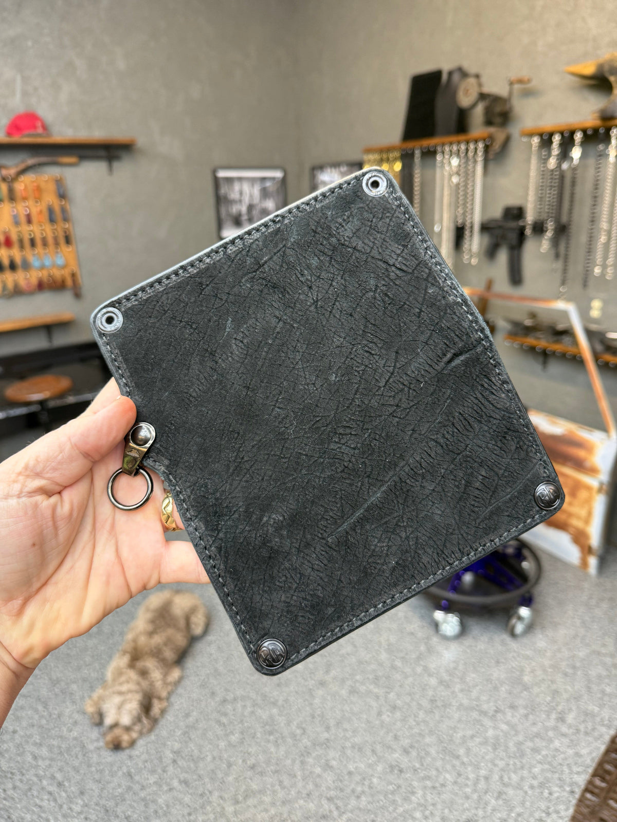 Anvil 5G Long Biker Wallet - Black Hippo - Anvil Customs