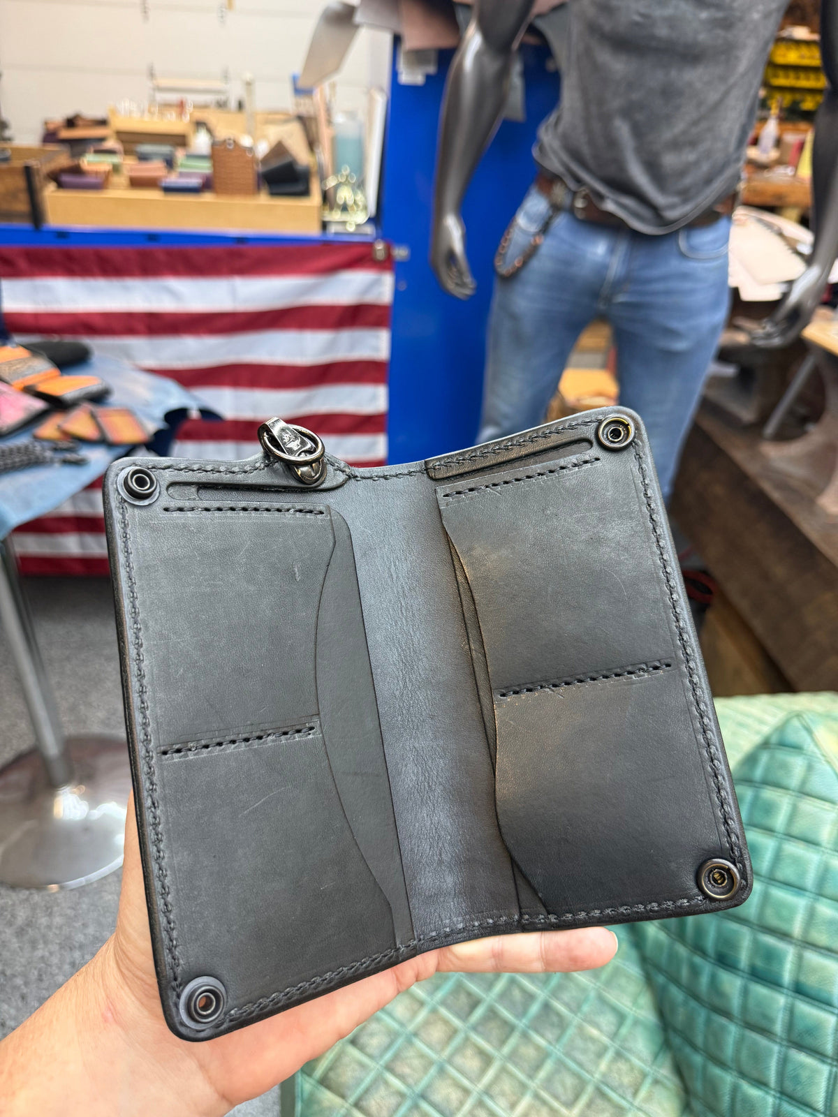 Anvil 5G Long Biker Wallet - Black Hippo - Anvil Customs