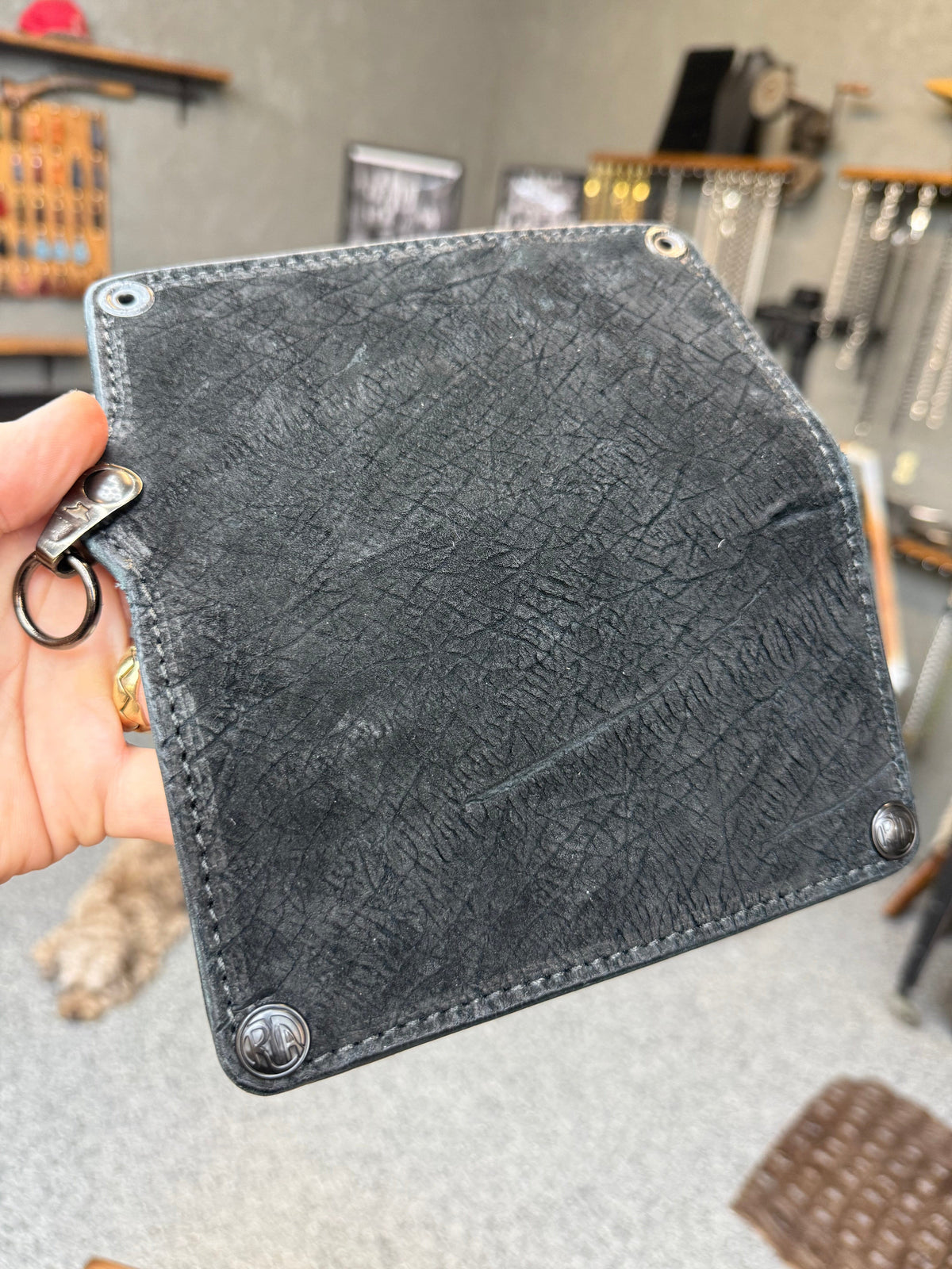 Anvil 5G Long Biker Wallet - Black Hippo - Anvil Customs