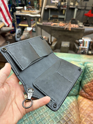 Anvil 5G Long Biker Wallet - Black Hippo - Anvil Customs