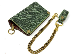 Anvil 5G Long Wallet - Antiqued Green Elephant & Chain - Anvil Customs