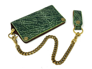 Anvil 5G Long Wallet - Antiqued Green Elephant & Chain - Anvil Customs