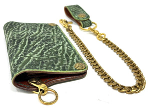 Anvil 5G Long Wallet - Antiqued Green Elephant & Chain - Anvil Customs