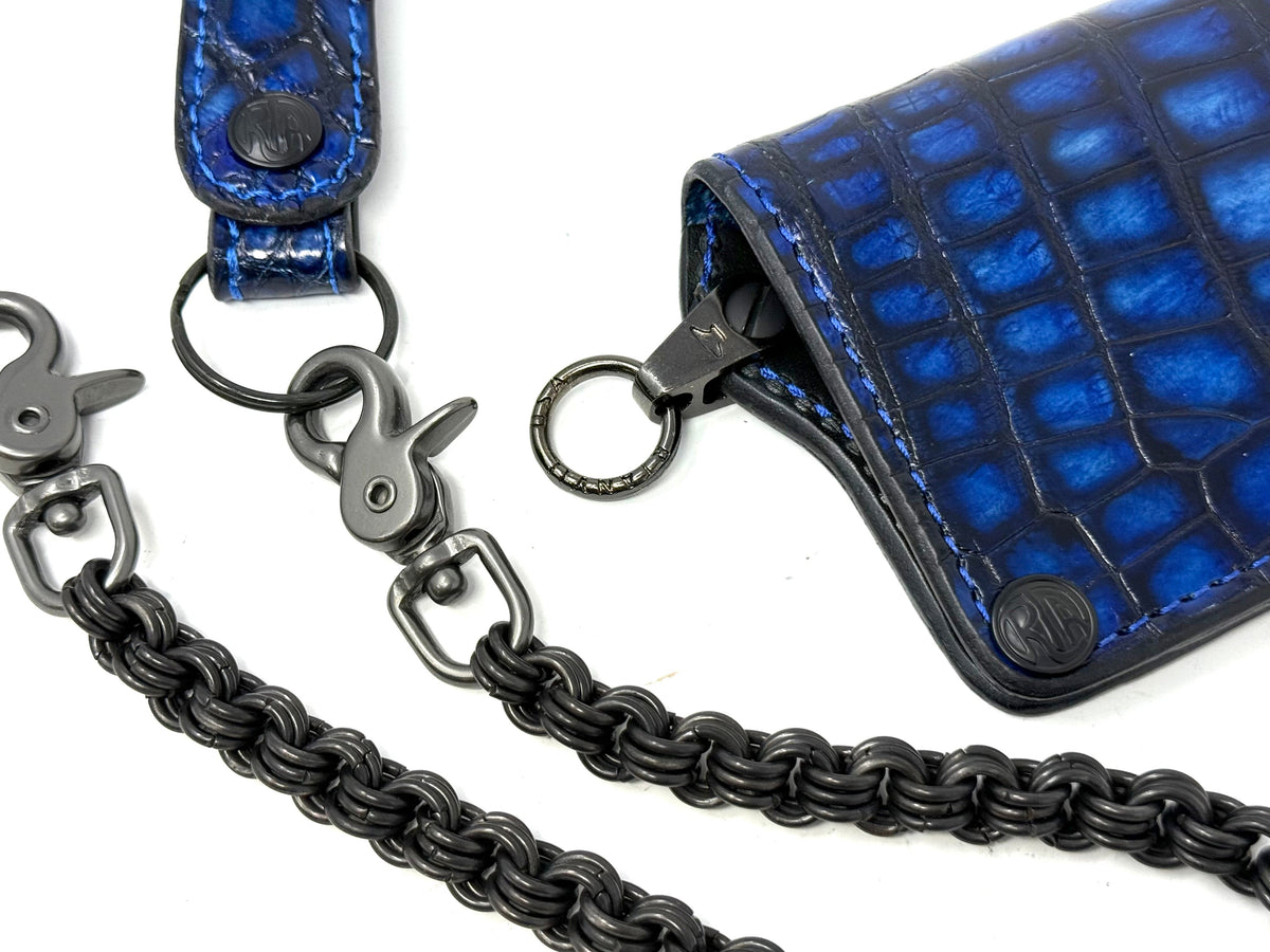 Anvil 5G Long Wallet - Blue/Black Alligator &amp; Chain &amp; Loop