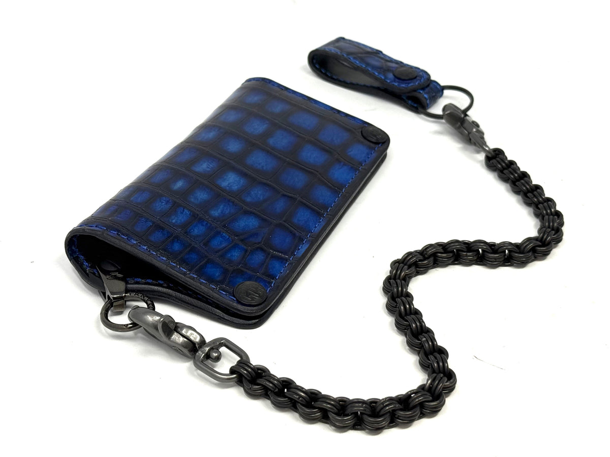 Anvil 5G Long Wallet - Blue/Black Alligator &amp; Chain &amp; Loop