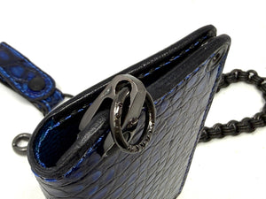 Anvil 5G Long Wallet - Blue/Black Alligator & Chain & Loop - Anvil Customs