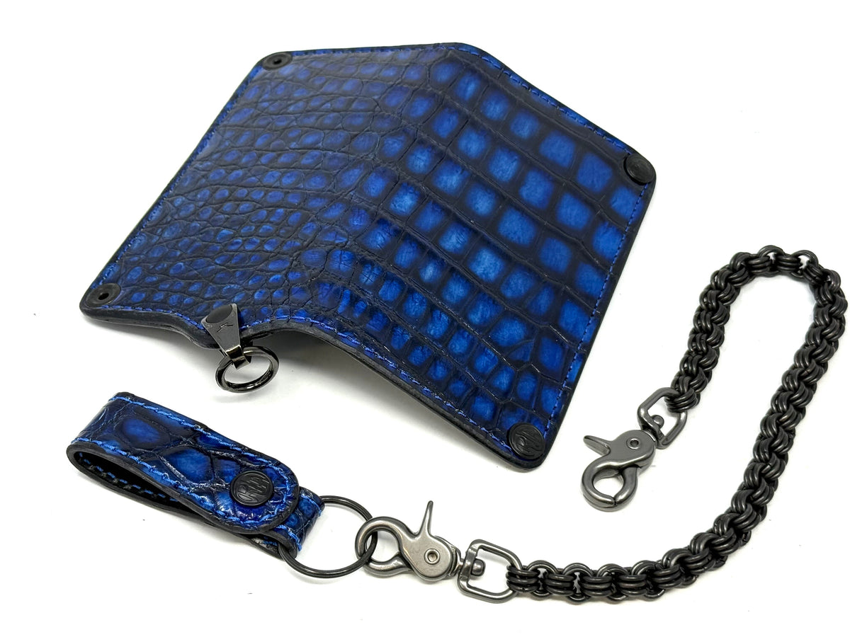 Anvil 5G Long Wallet - Blue/Black Alligator &amp; Chain &amp; Loop