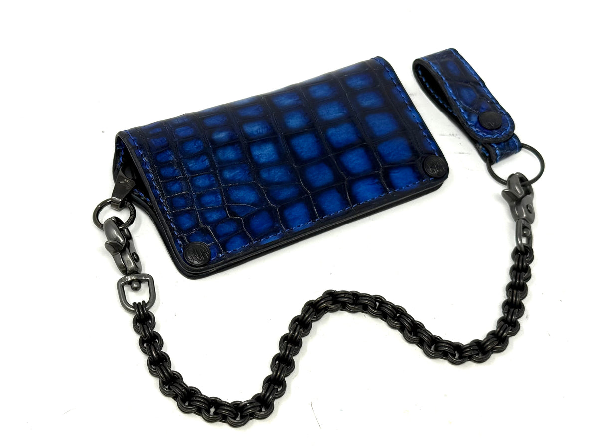 Anvil 5G Long Wallet - Blue/Black Alligator &amp; Chain &amp; Loop