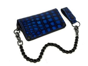 Anvil 5G Long Wallet - Blue/Black Alligator & Chain & Loop - Anvil Customs