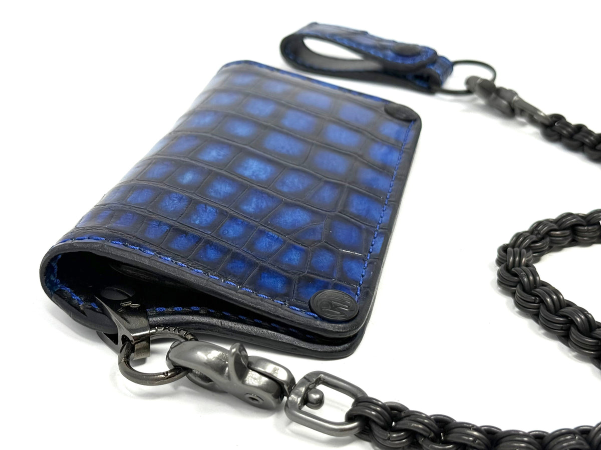 Anvil 5G Long Wallet - Blue/Black Alligator &amp; Chain &amp; Loop