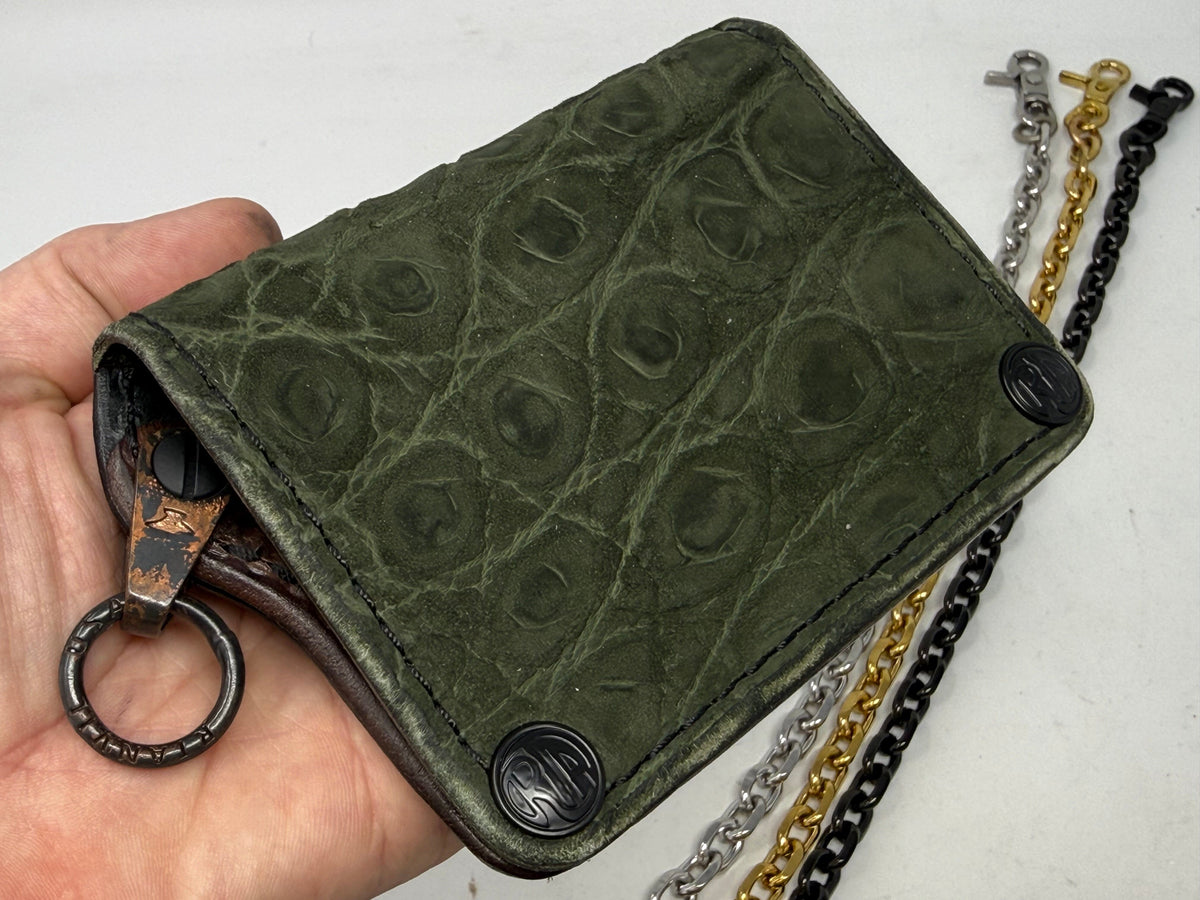 Anvil 5G MINI Long Chain Wallet - Nubuck Green Alligator