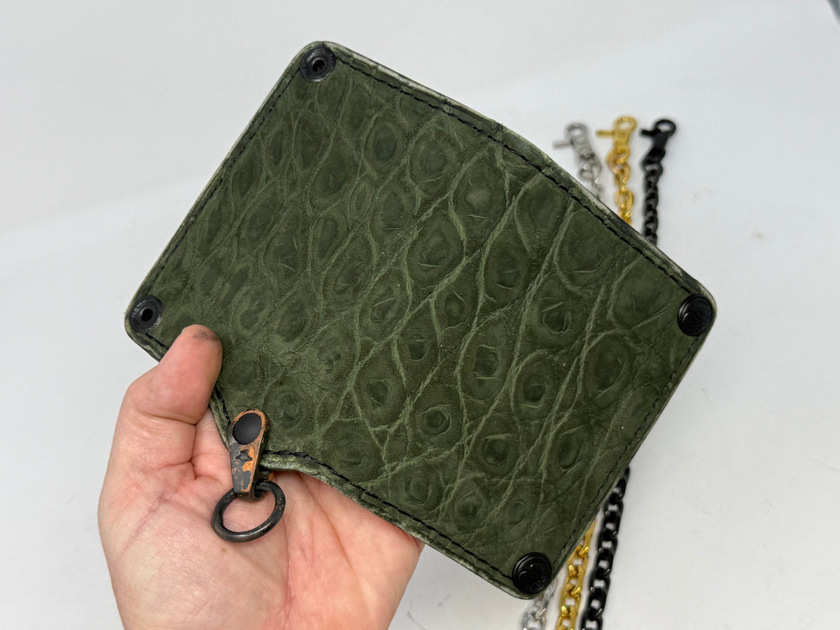 Anvil 5G MINI Long Chain Wallet - Nubuck Green Alligator