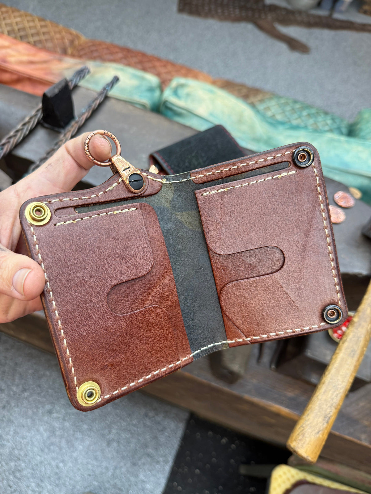 Anvil 5G MINI Long Chain Wallet - Nubuck Green Alligator