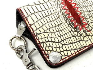 Anvil 5G Mini Long Wallet - Antique Bone Alligator Cloaca