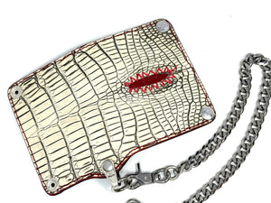 Anvil 5G Mini Long Wallet - Antique Bone Alligator Cloaca