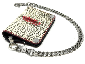 Anvil 5G Mini Long Wallet - Antique Bone Alligator Cloaca