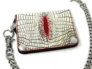 Anvil 5G Mini Long Wallet - Antique Bone Alligator Cloaca