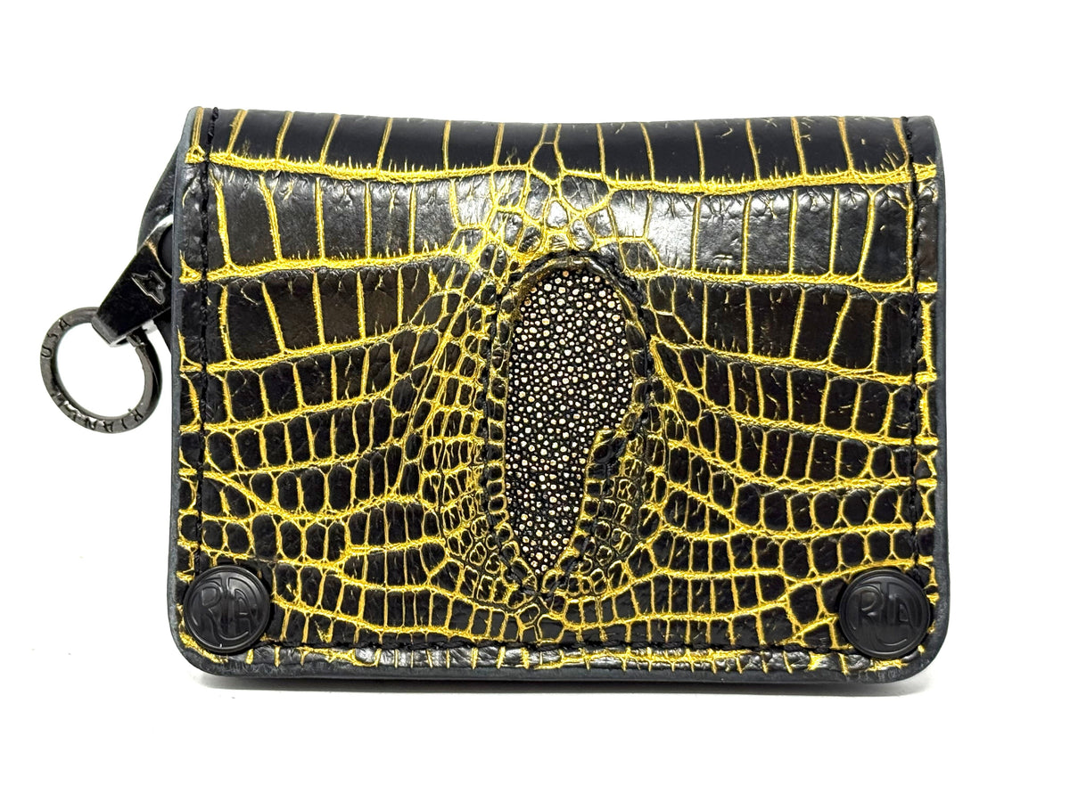 Anvil 5G Mini Long Wallet - Black/Gold Alligator Cloaca