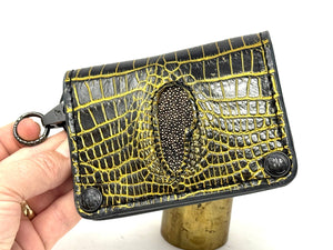 Anvil 5G Mini Long Wallet - Black/Gold Alligator Cloaca