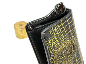 Anvil 5G Mini Long Wallet - Black/Gold Alligator Cloaca